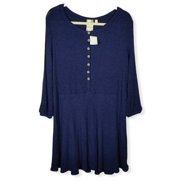 Blu Pepper Navy Blue Ribbed Oversized Babydoll Dress Size Medium - Picture 1 of 11